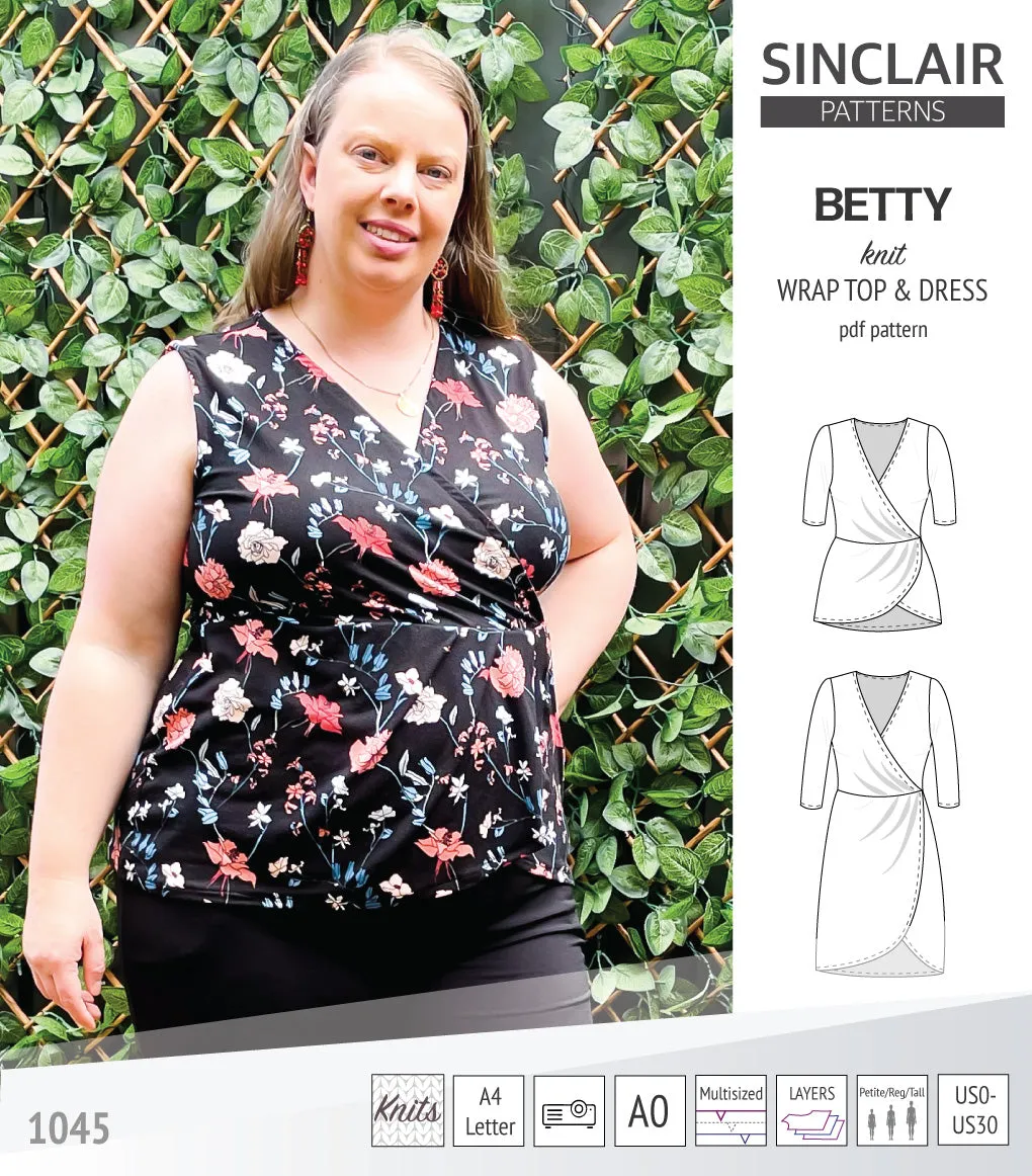 Betty faux wrap knit dress (PDF)