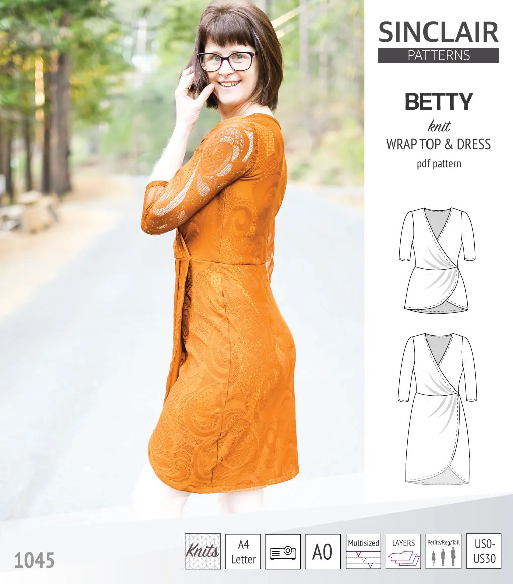 Betty faux wrap knit dress (PDF)