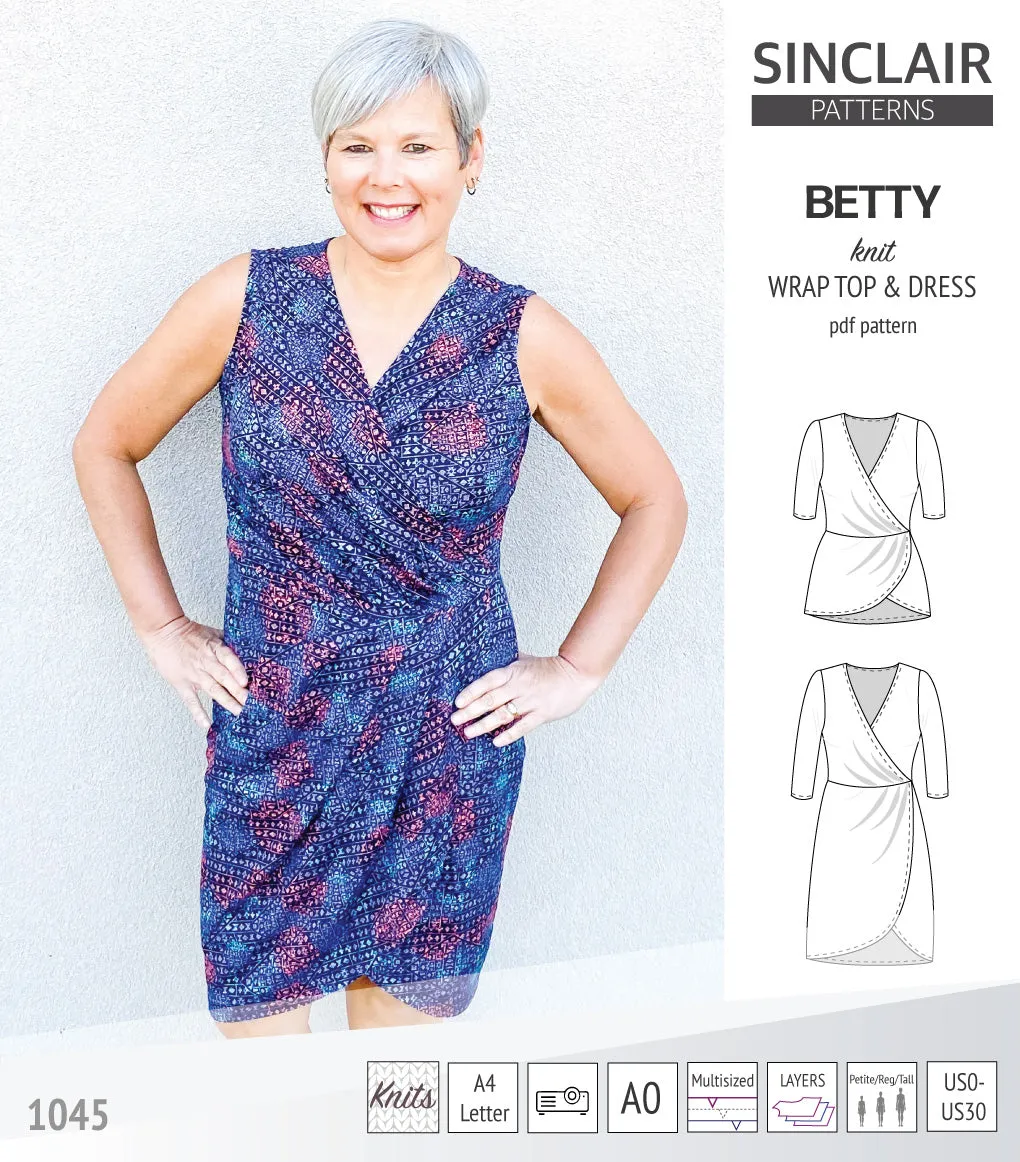 Betty faux wrap knit dress (PDF)