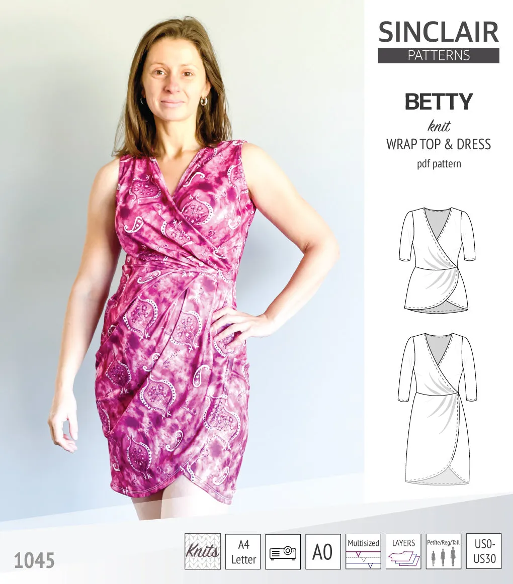 Betty faux wrap knit dress (PDF)