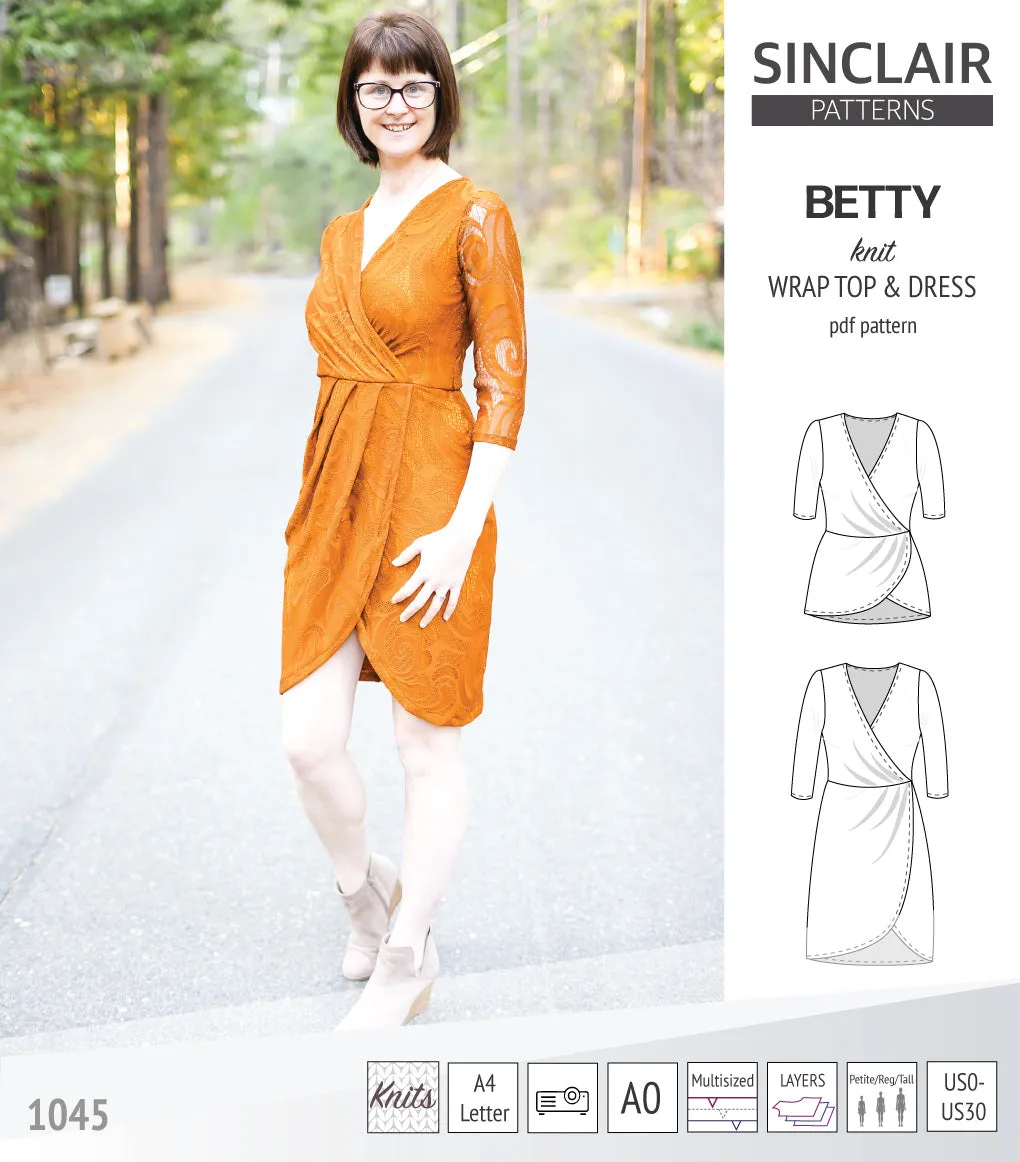 Betty faux wrap knit dress (PDF)