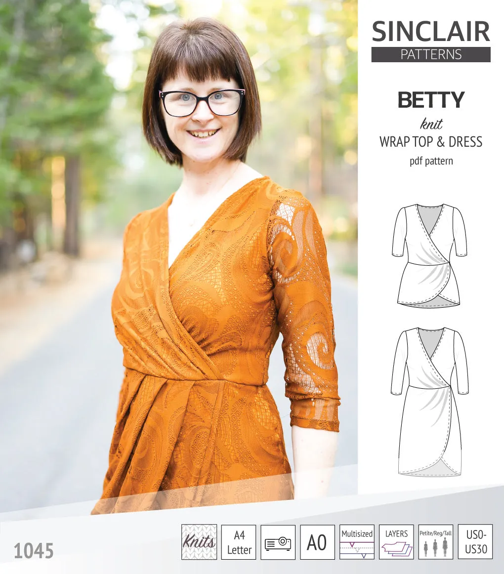 Betty faux wrap knit dress (PDF)