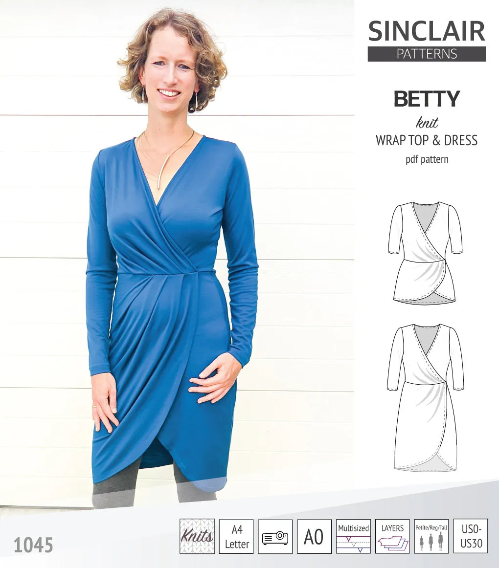 Betty faux wrap knit dress (PDF)