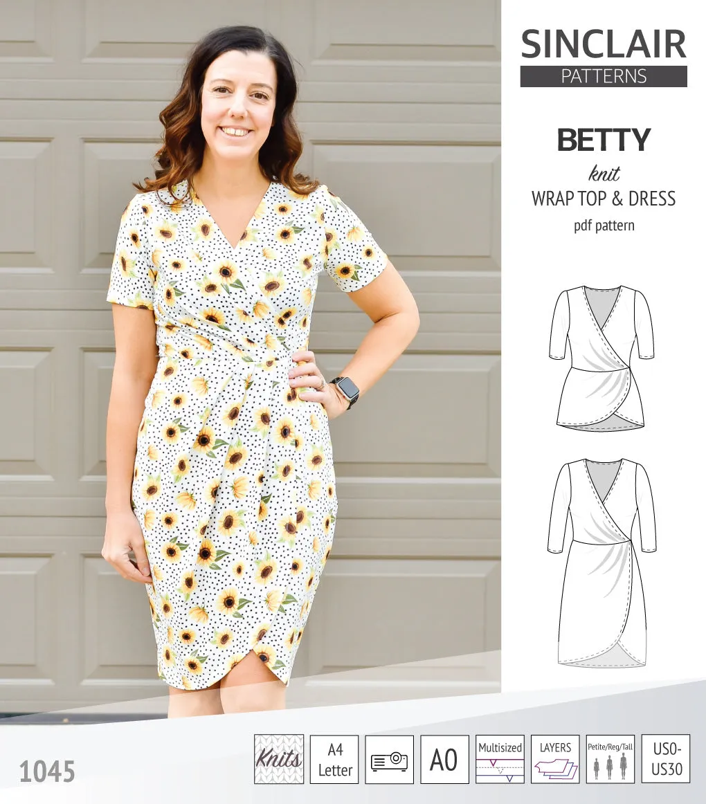 Betty faux wrap knit dress (PDF)