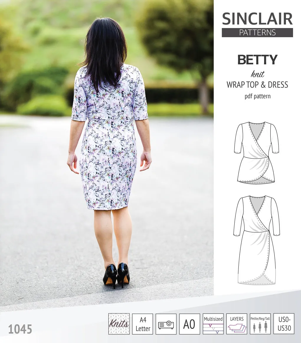Betty faux wrap knit dress (PDF)