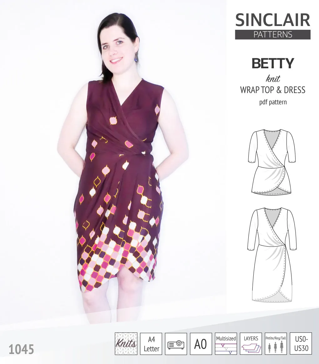 Betty faux wrap knit dress (PDF)
