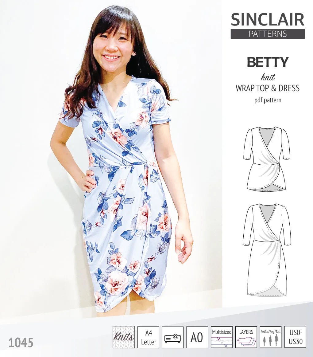 Betty faux wrap knit dress (PDF)