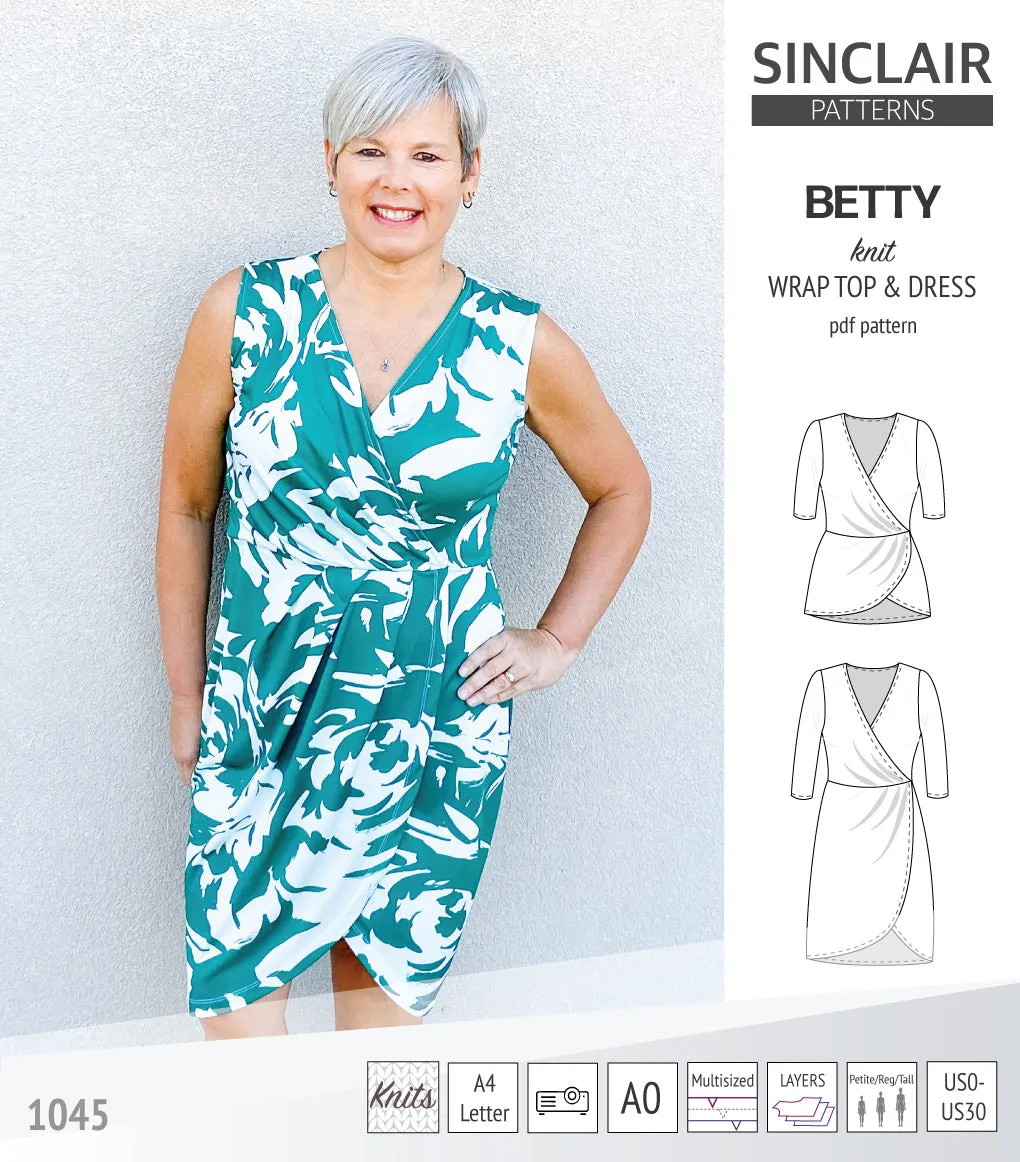 Betty faux wrap knit dress (PDF)