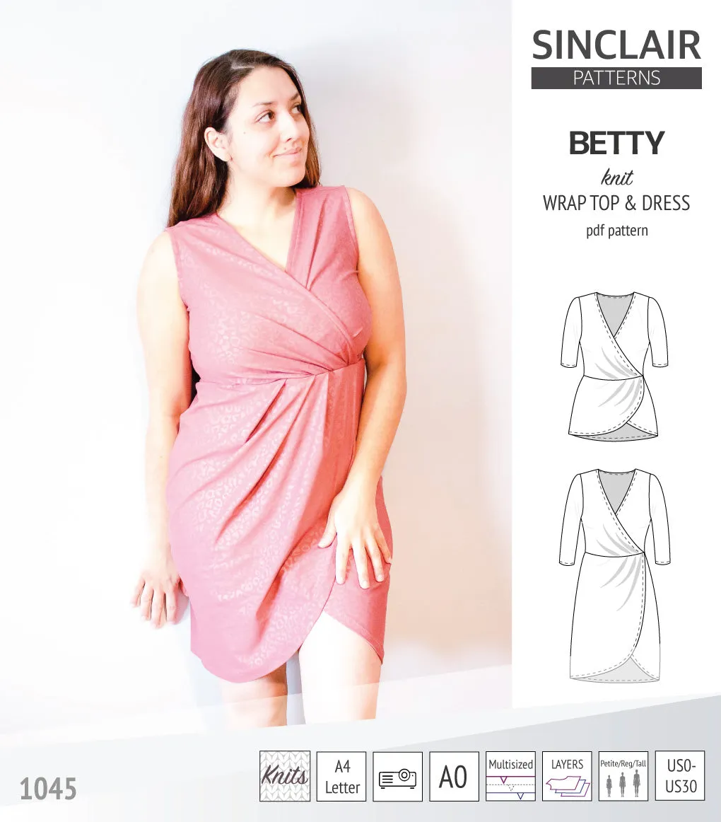 Betty faux wrap knit dress (PDF)