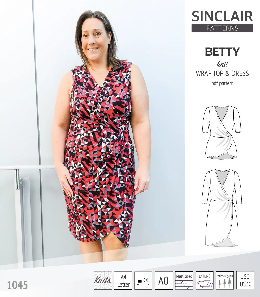 Betty faux wrap knit dress (PDF)