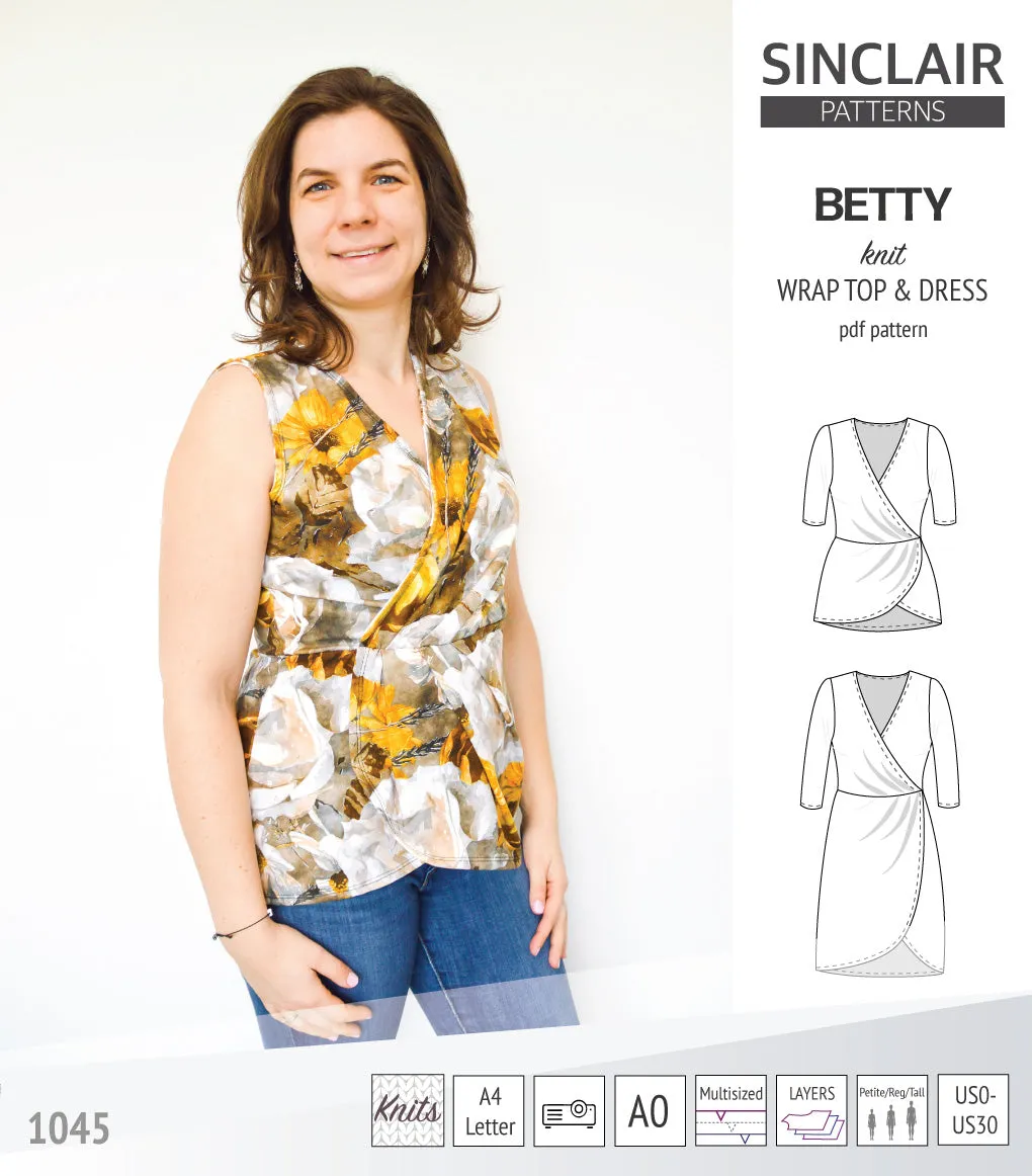 Betty faux wrap knit dress (PDF)