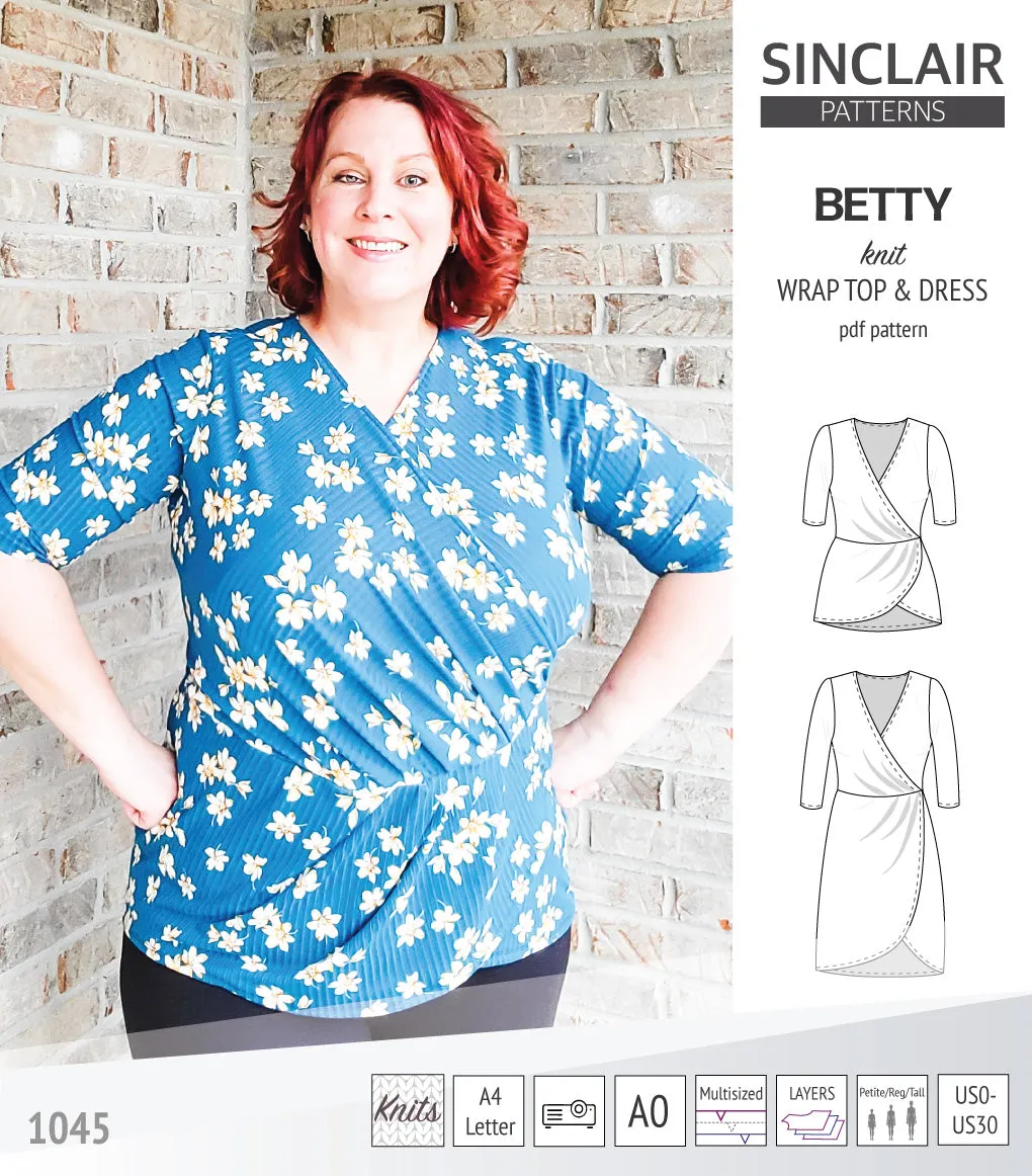 Betty faux wrap knit dress (PDF)