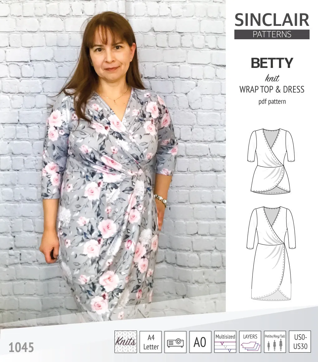 Betty faux wrap knit dress (PDF)