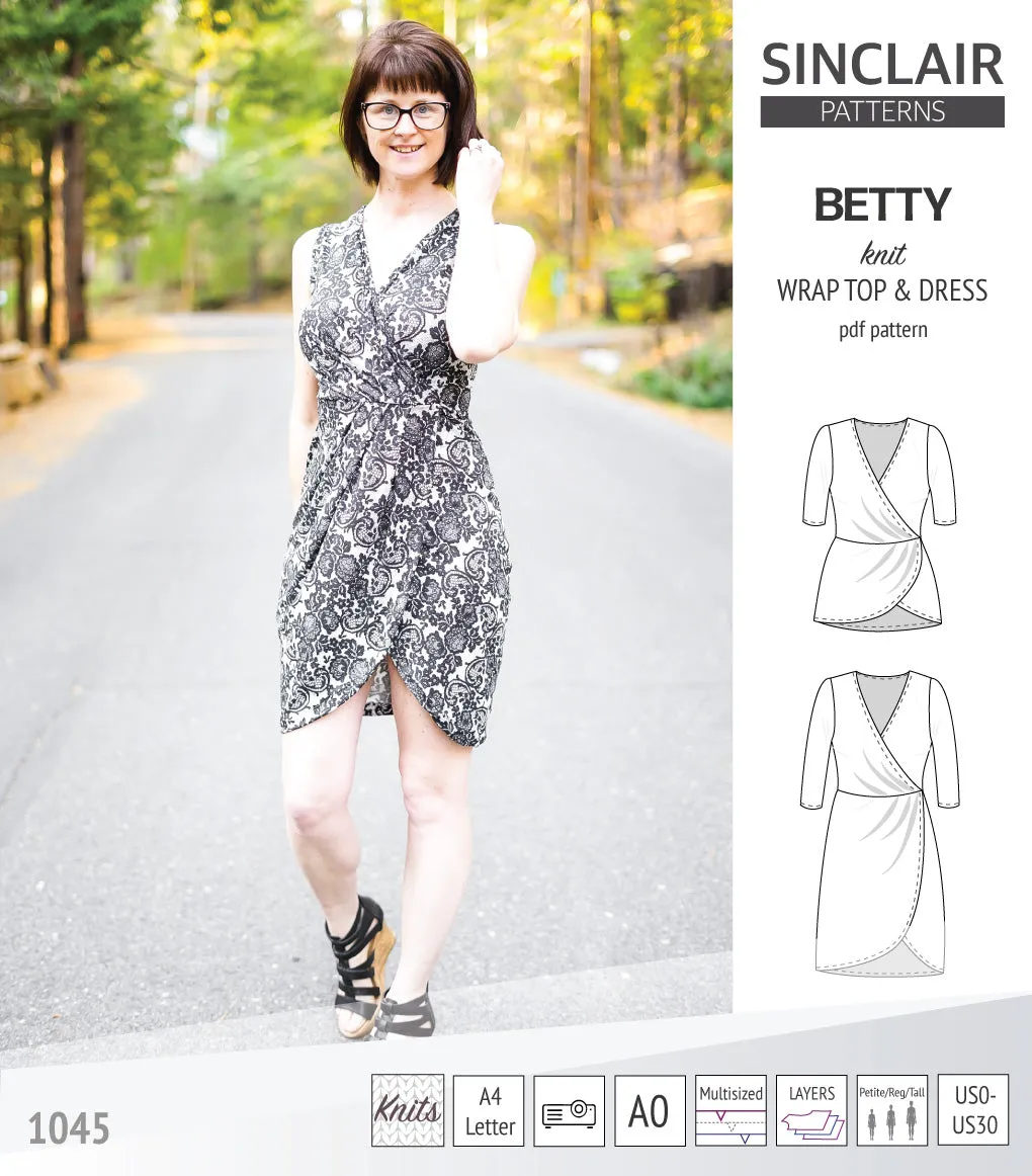 Betty faux wrap knit dress (PDF)