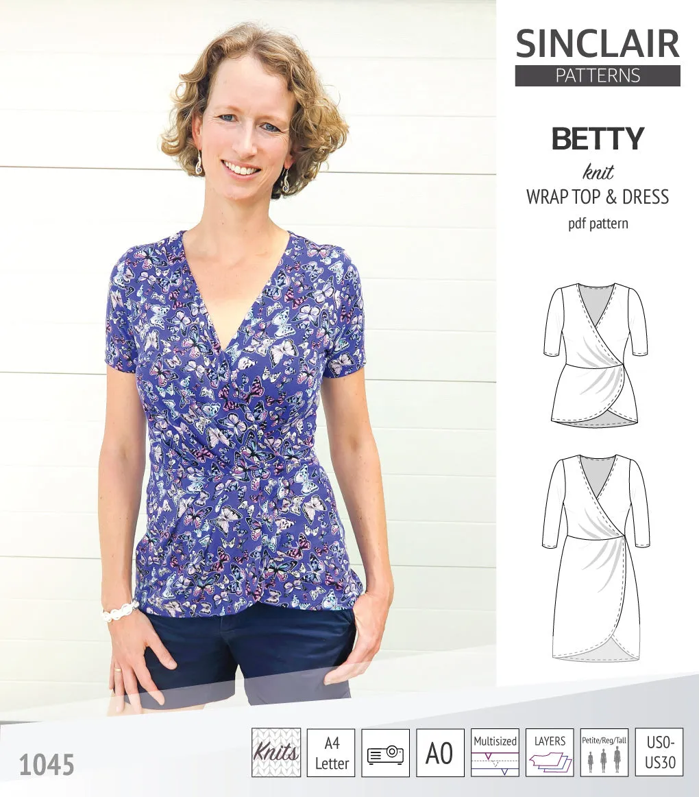 Betty faux wrap knit dress (PDF)