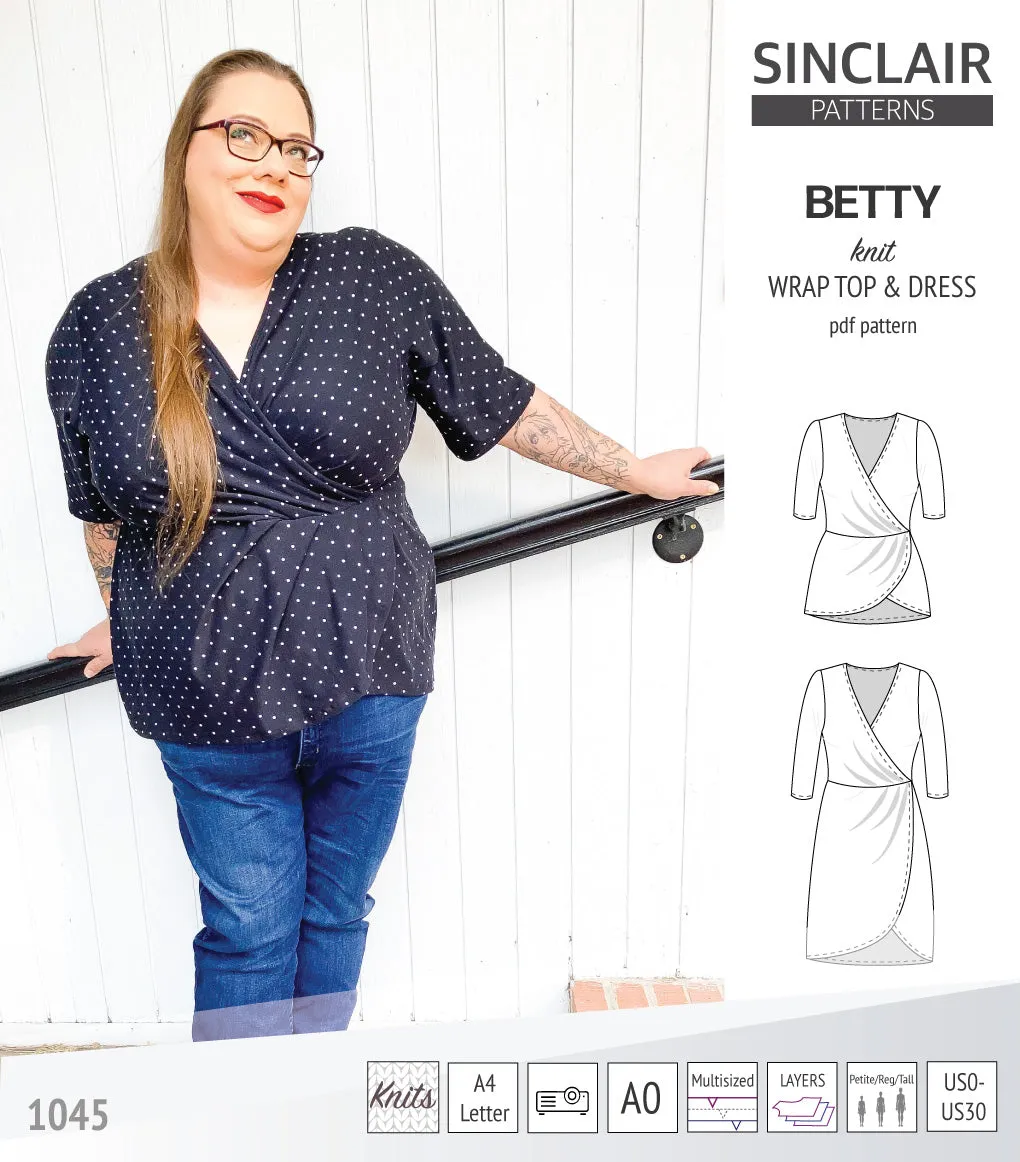 Betty faux wrap knit dress (PDF)