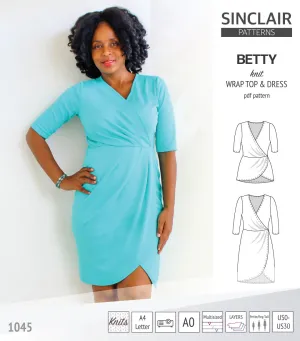 Betty faux wrap knit dress (PDF)