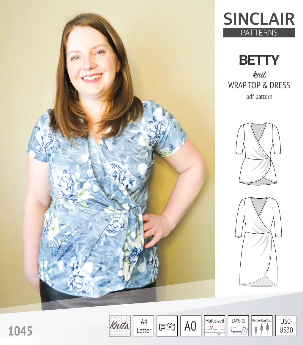 Betty faux wrap knit dress (PDF)
