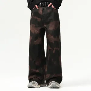 Black Camouflage Wide Leg Pants