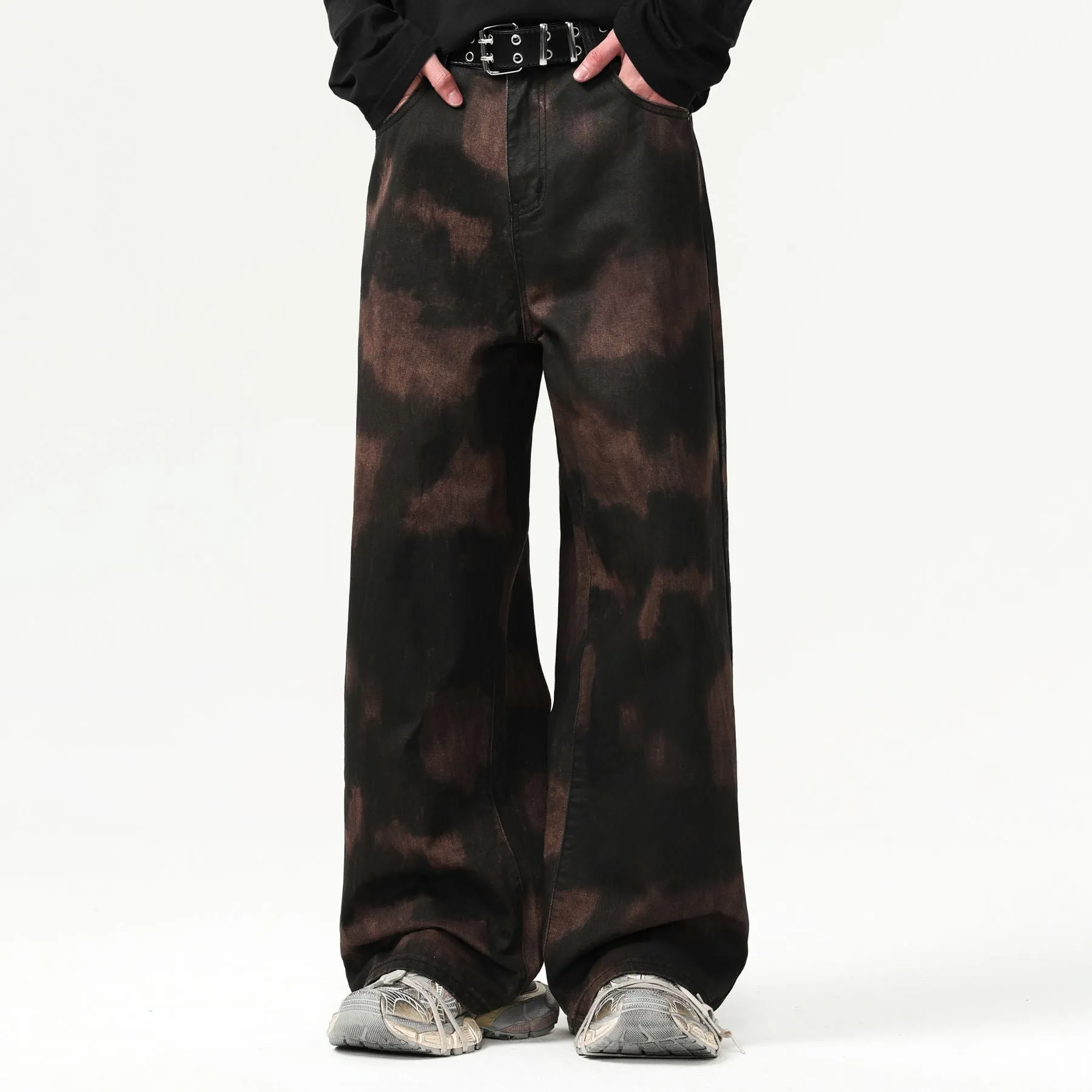 Black Camouflage Wide Leg Pants