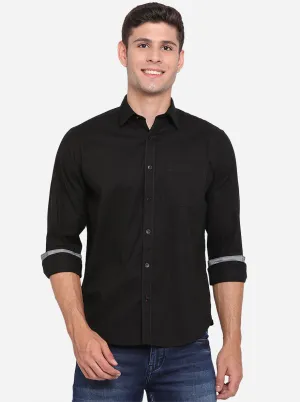 Black Solid Slim Fit Casual Shirt | Greenfibre