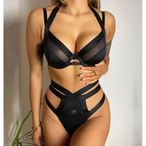 Black splicing  sexy underwear