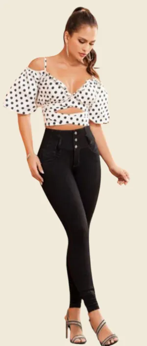 Black Stretch Pants with Tummy Control Shapewear