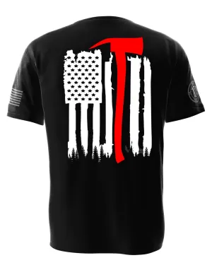 Black Thin Red Line Axe Flag Tee