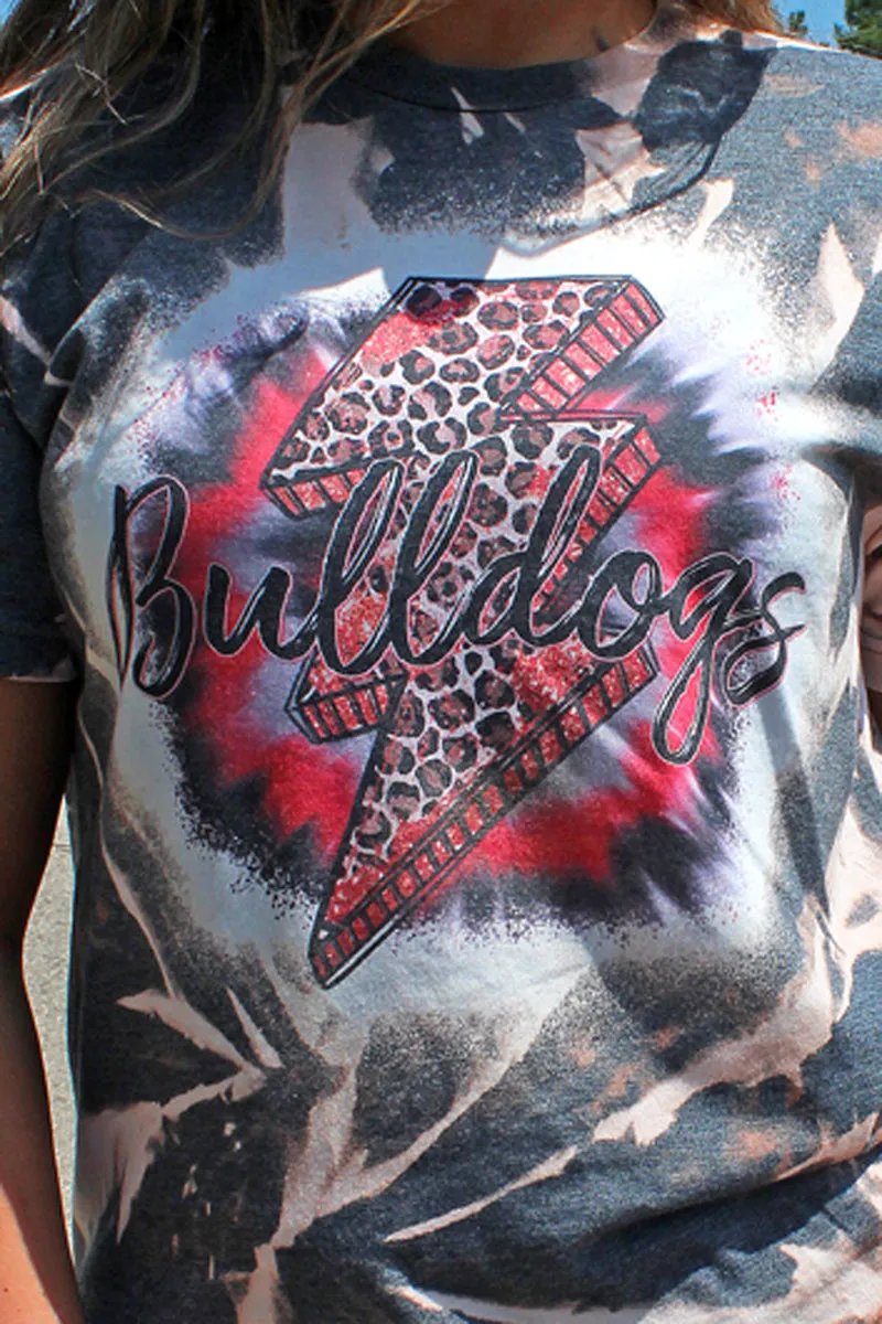 Bleached Bolt Bulldogs Red Adult T-Shirt