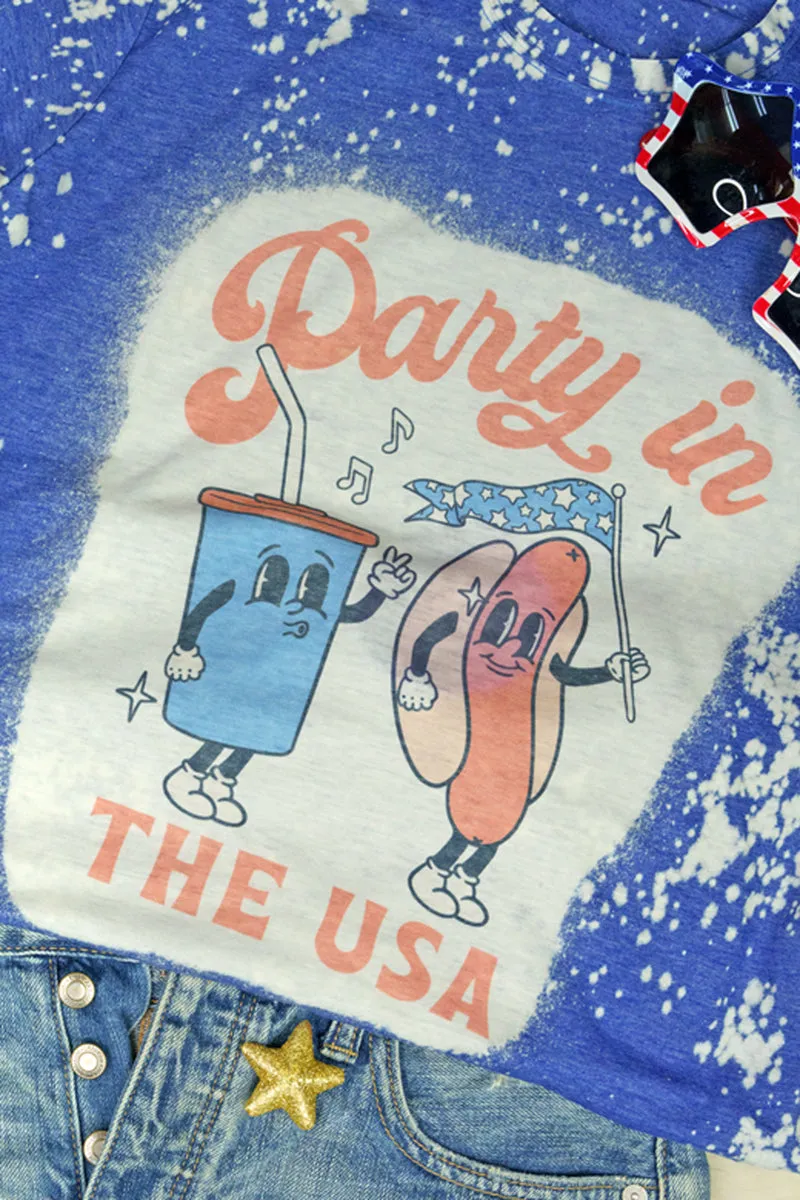 Bleached Party In the USA Poly/Cotton Tee