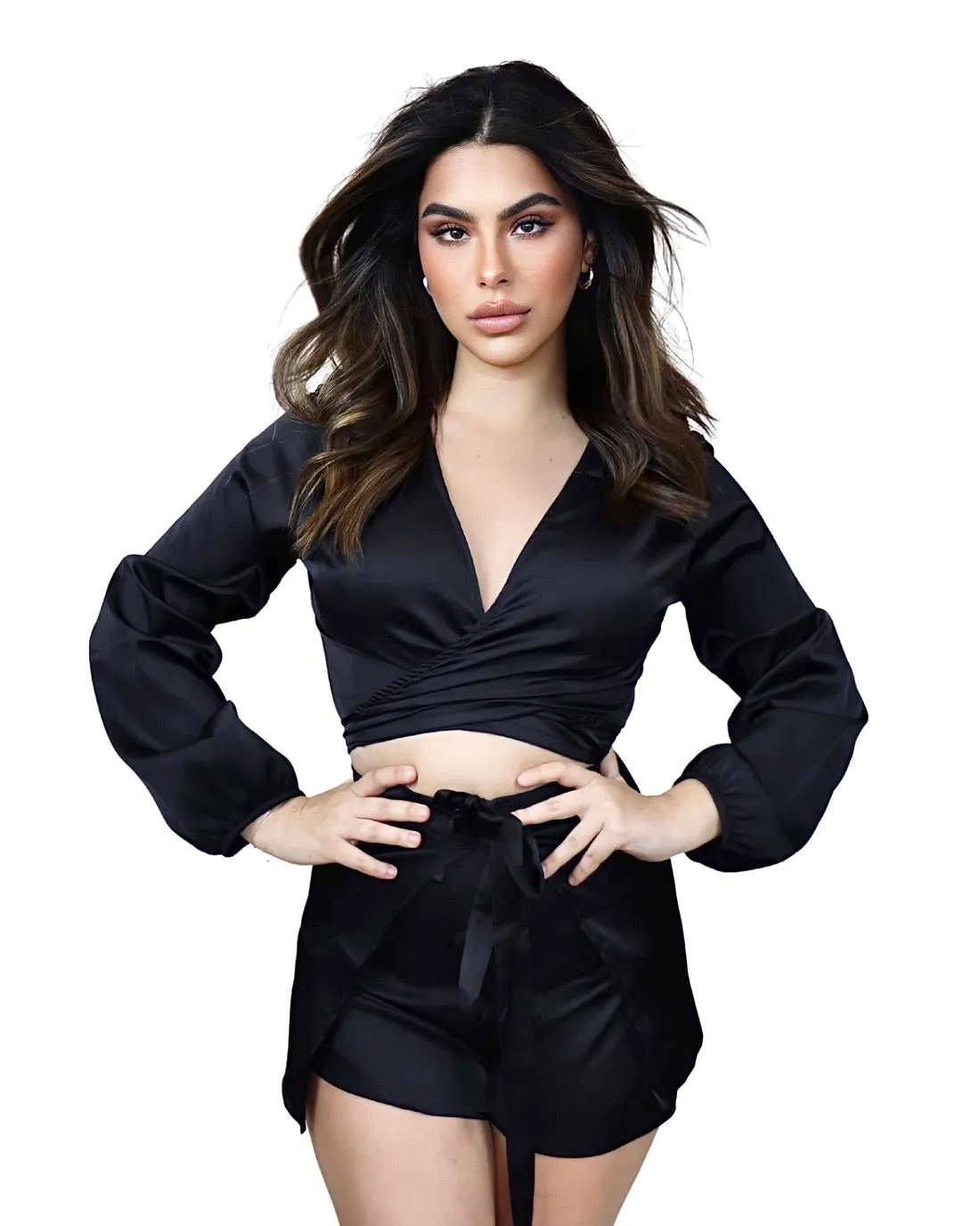 Blouse   Short Set - Black