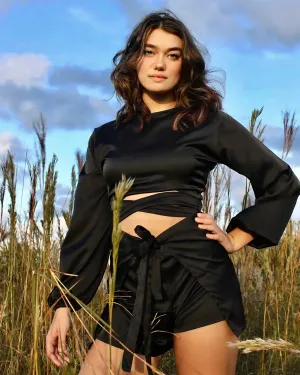Blouse   Short Set - Black