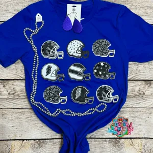 Blue Tee With Helmets