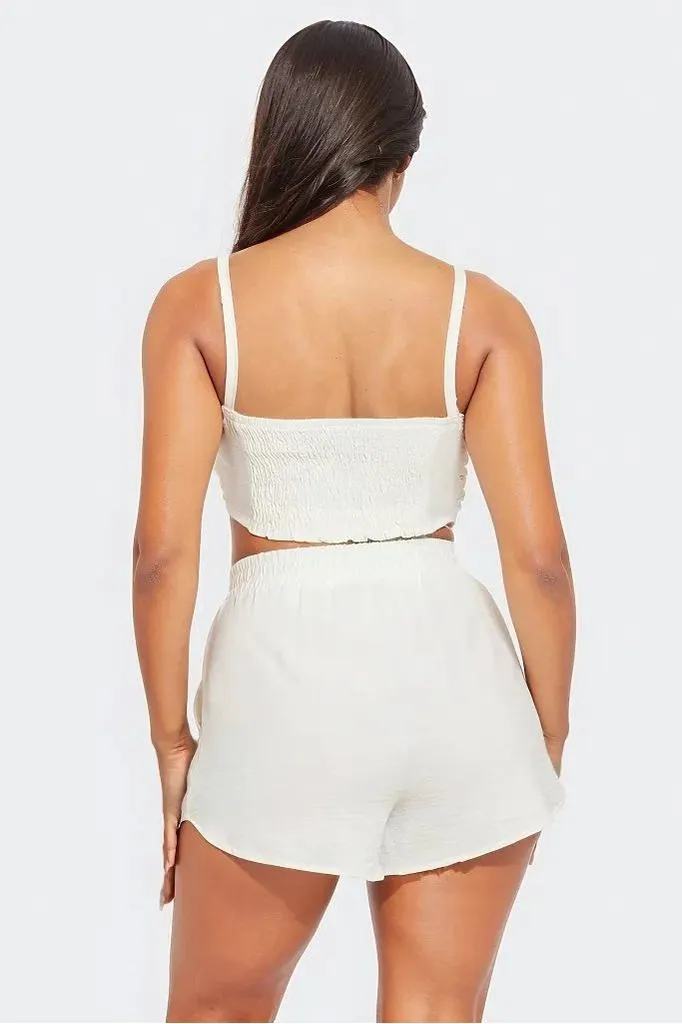 Bow Twisted Tie Top And Shorts Set