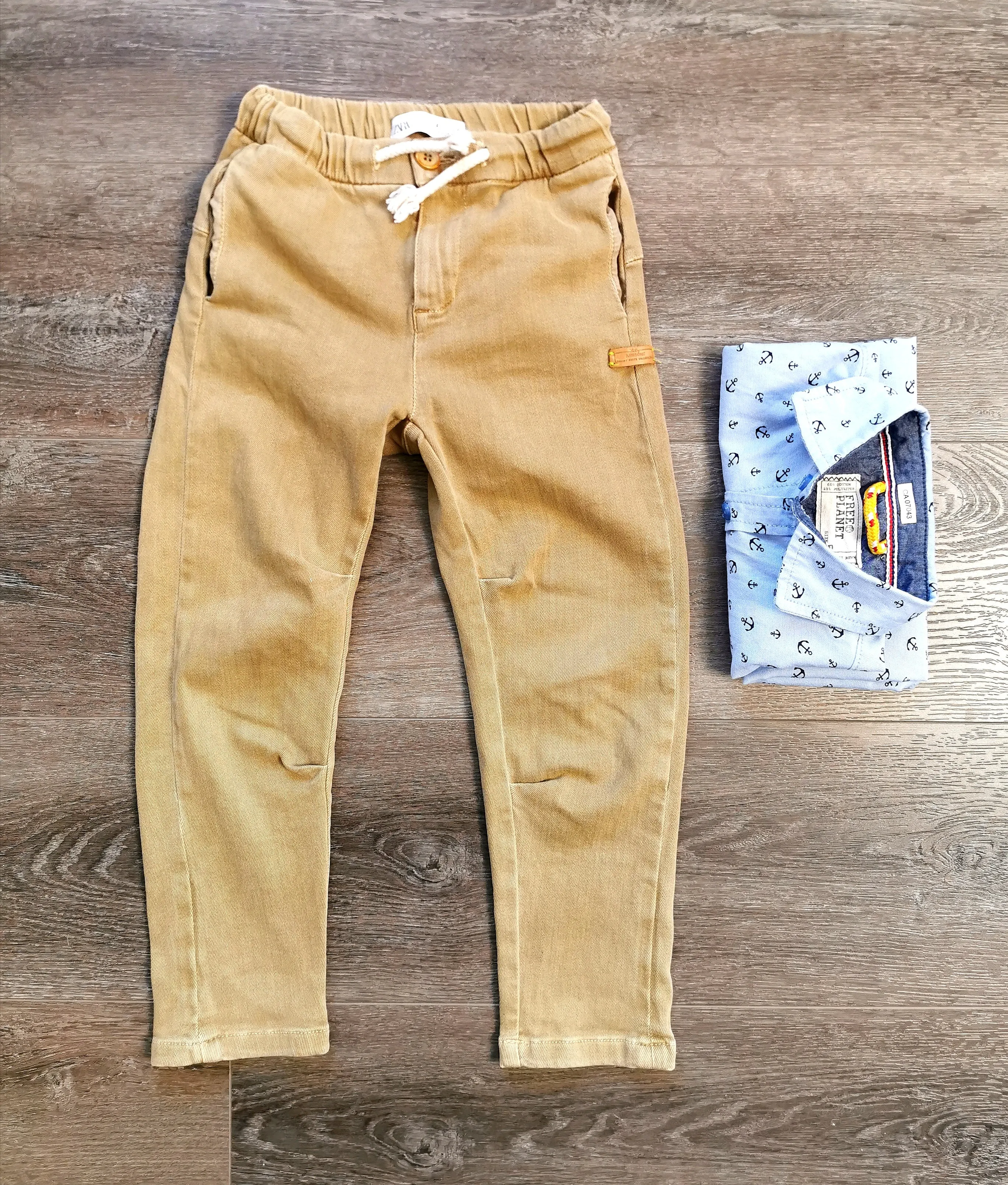 BOY SIZE 5/6 YEARS - ZARA Kids / FREE PLANET, 2 Piece Mix N Match Outfit EUC B24