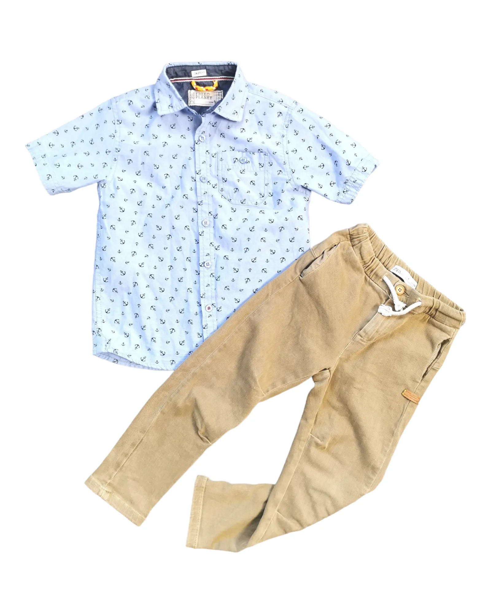 BOY SIZE 5/6 YEARS - ZARA Kids / FREE PLANET, 2 Piece Mix N Match Outfit EUC B24