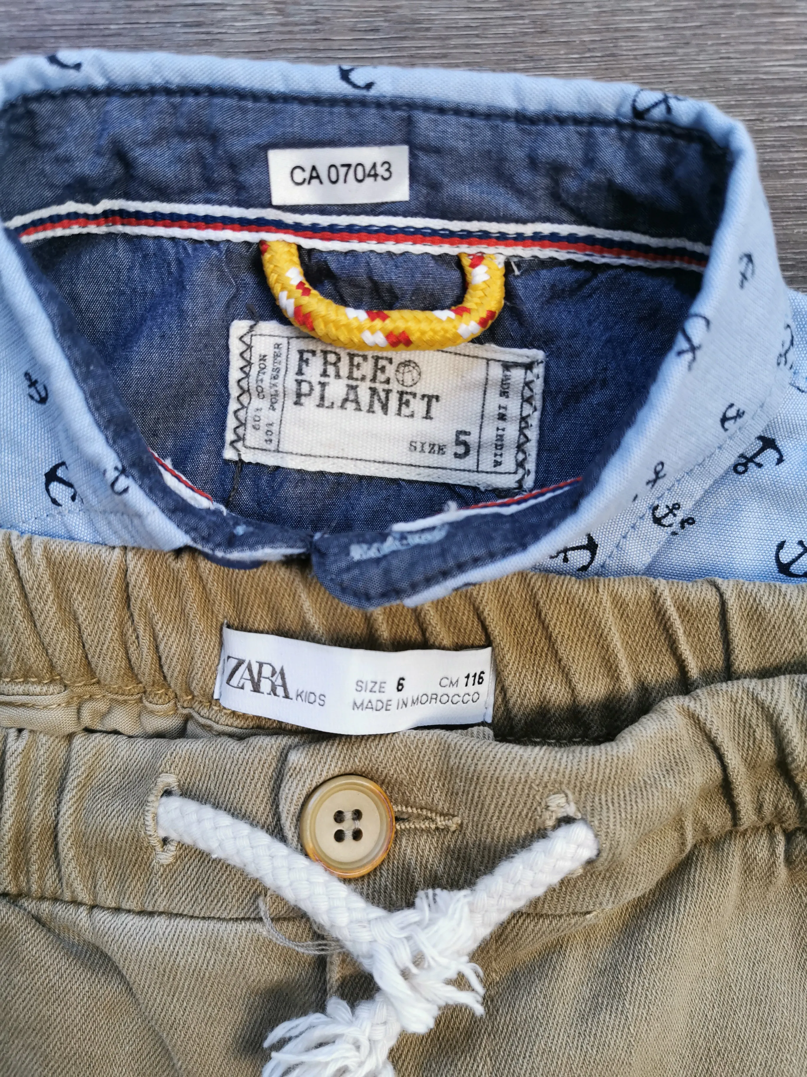 BOY SIZE 5/6 YEARS - ZARA Kids / FREE PLANET, 2 Piece Mix N Match Outfit EUC B24