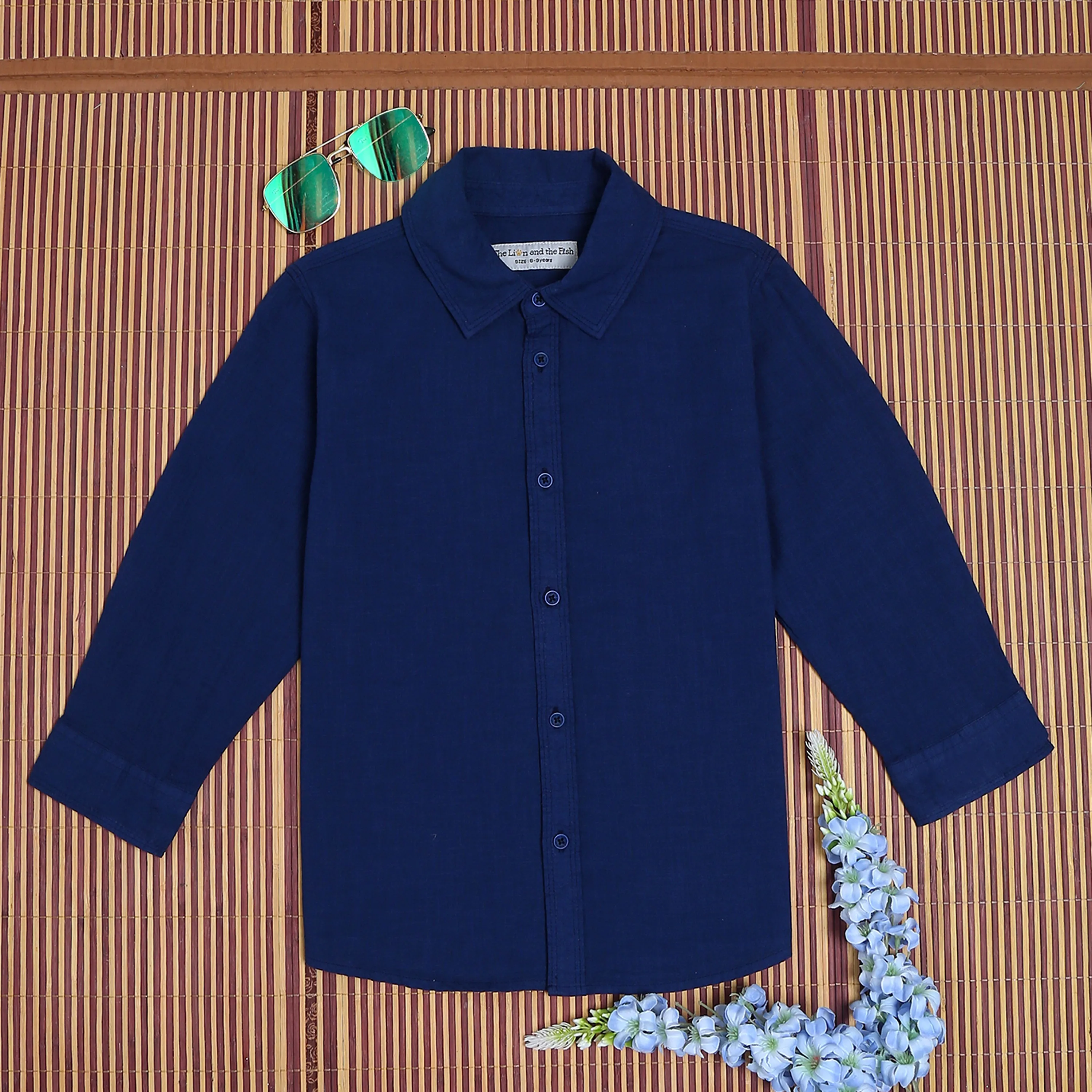 Boys Overdyed 3/4th Sleeve Vintage Shirt Dark Navy