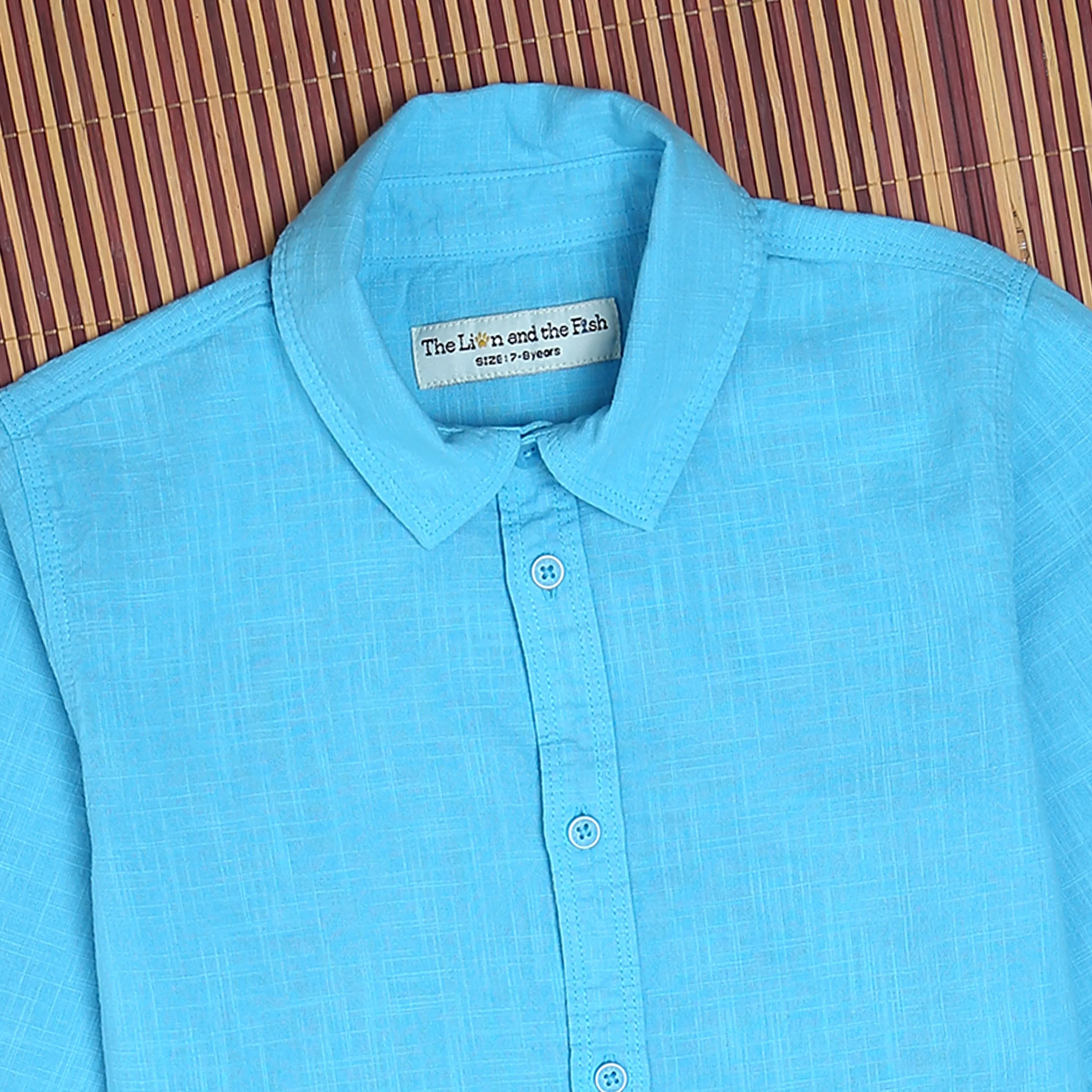 Boys Overdyed 3/4th Sleeve Vintage Shirt Dark Turquoise
