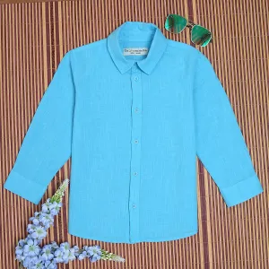 Boys Overdyed 3/4th Sleeve Vintage Shirt Dark Turquoise