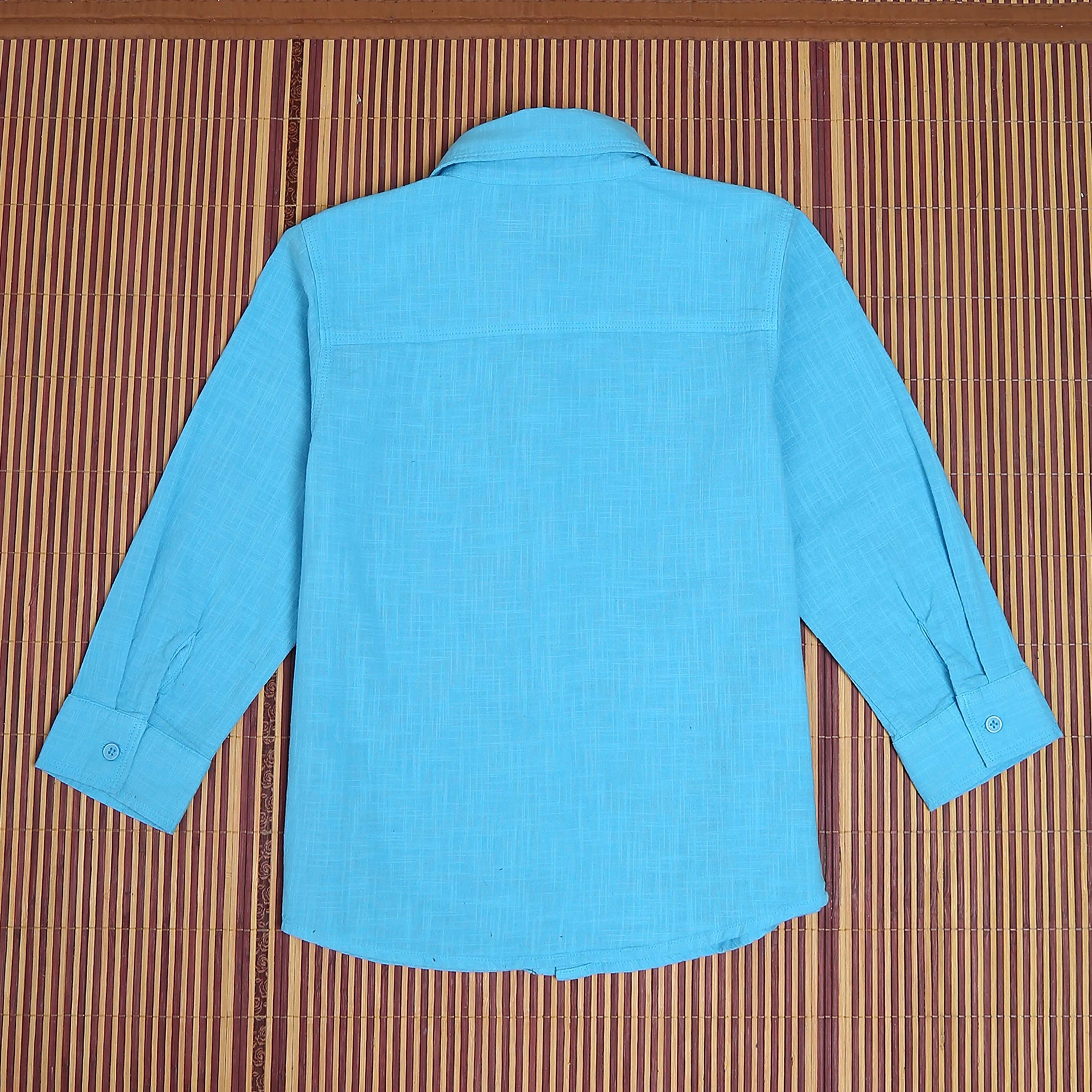 Boys Overdyed 3/4th Sleeve Vintage Shirt Dark Turquoise