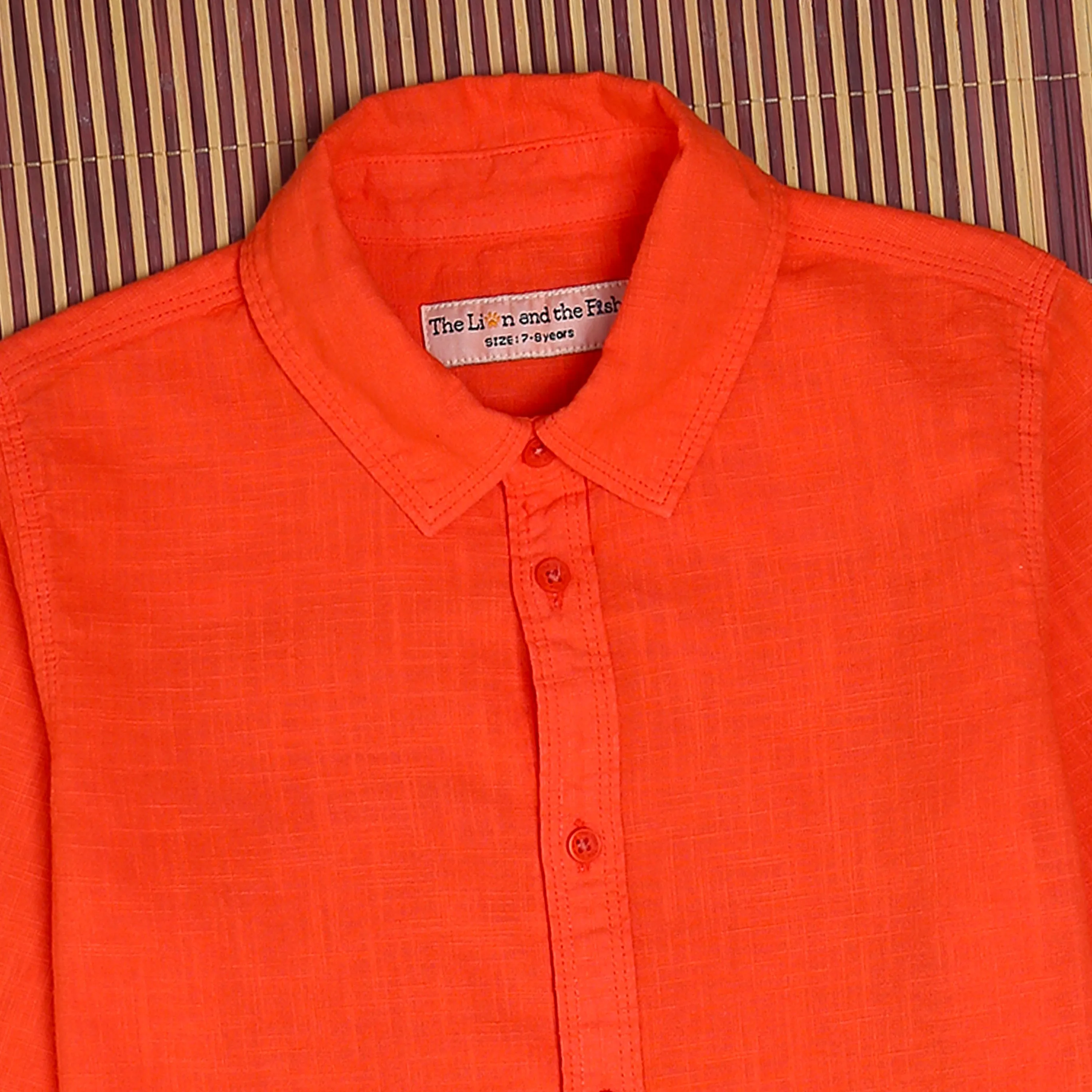 Boys Overdyed 3/4th Sleeve Vintage Shirt Electric Orange