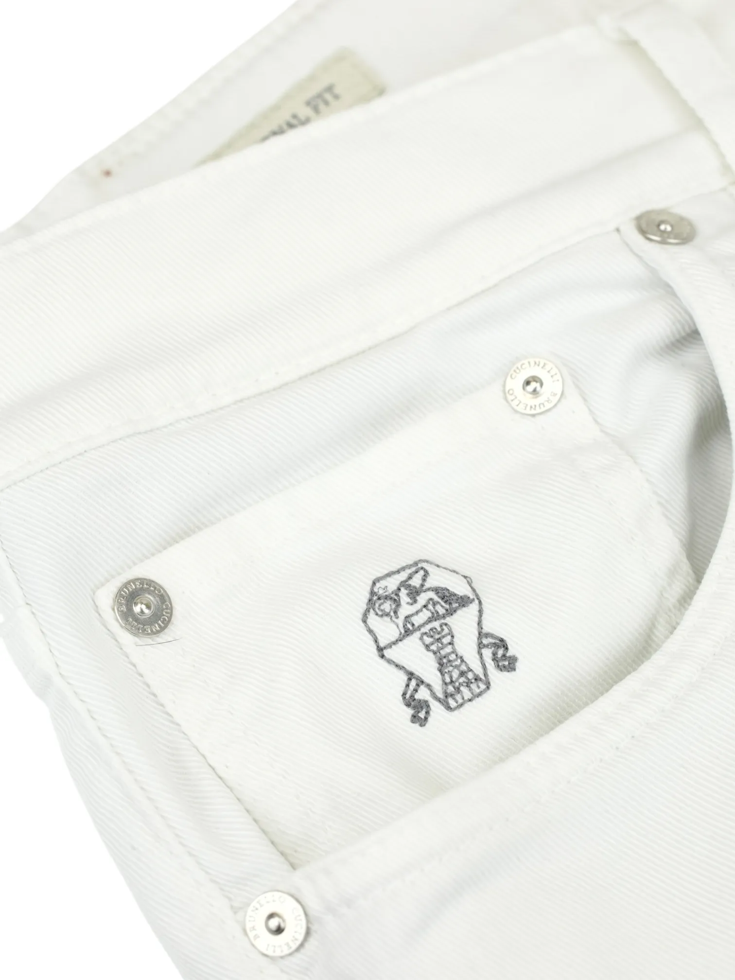Brunello Cucinelli White Cotton Twill 5-Pocket Chino