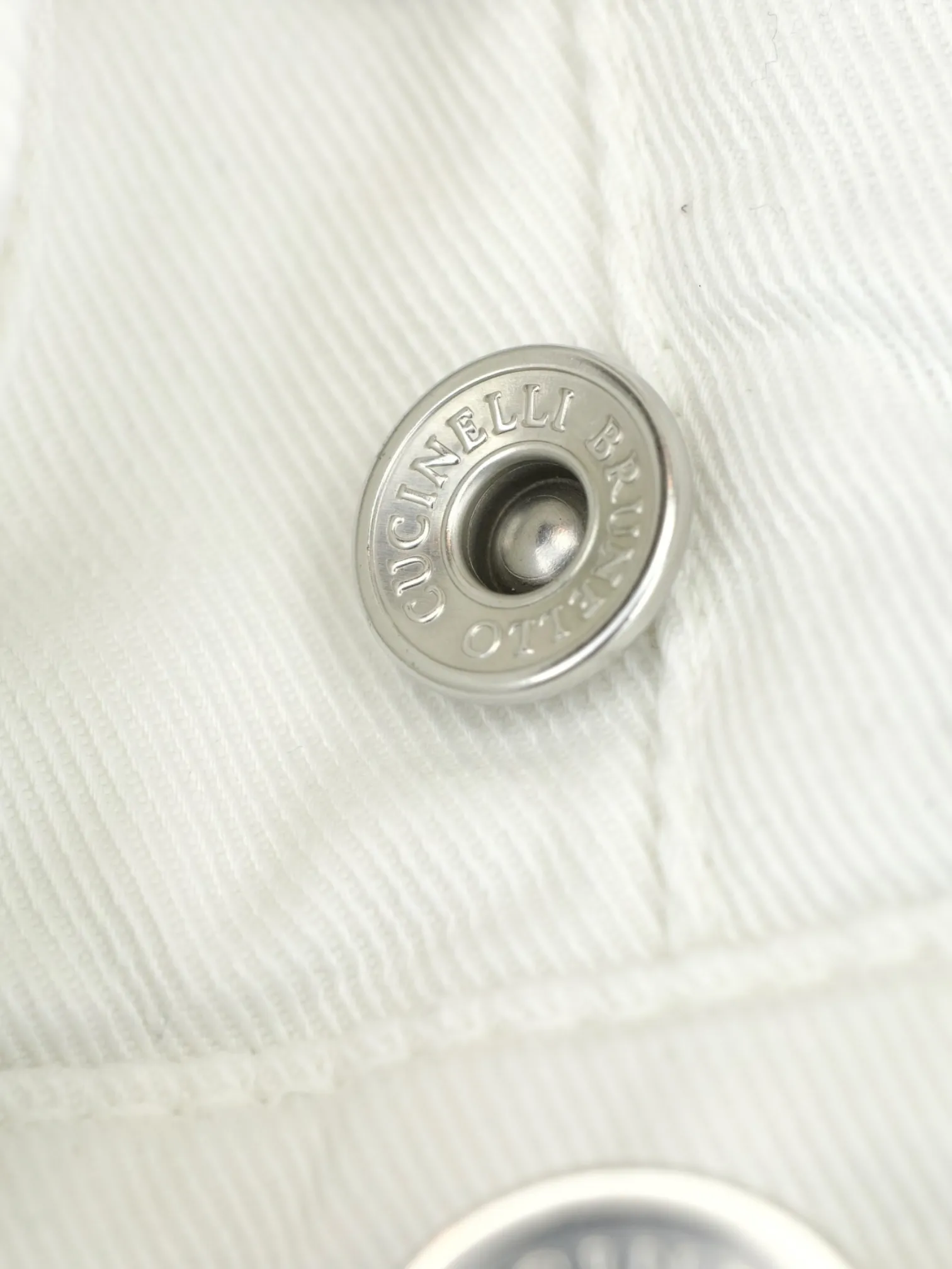 Brunello Cucinelli White Cotton Twill 5-Pocket Chino