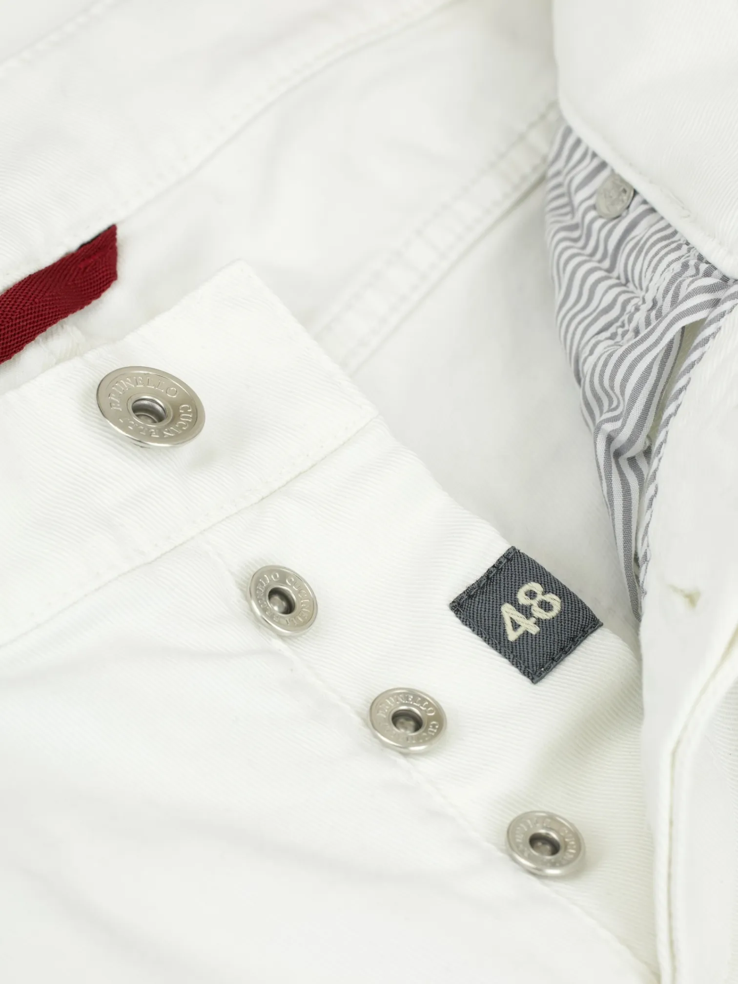Brunello Cucinelli White Cotton Twill 5-Pocket Chino