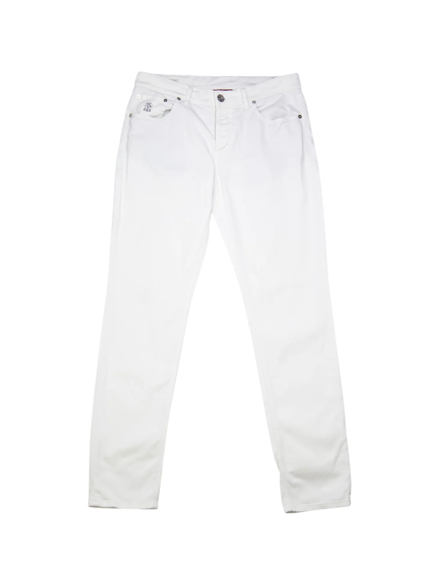 Brunello Cucinelli White Cotton Twill 5-Pocket Chino