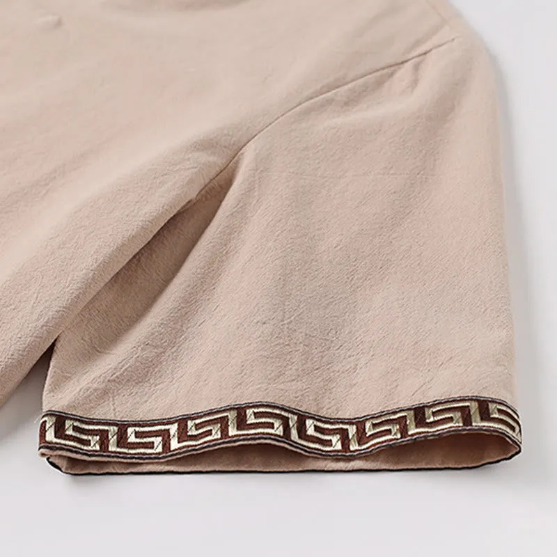 Buddha Stones Solid Short Sleeve Notched Neck Soft Cotton Men's T-Shirt