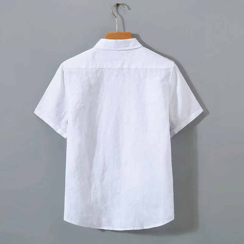 Buddha Stones Summer Casual Pure Color Button Cotton Men's Shirt WIth Pocket