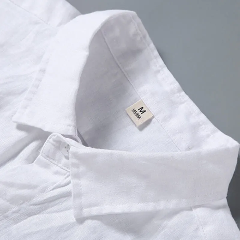 Buddha Stones Summer Casual Pure Color Button Cotton Men's Shirt WIth Pocket