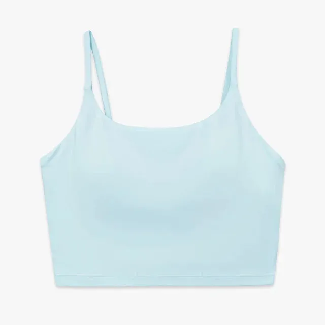 Buttery Soft Push-Up Sports Bras - Padded Backless Yoga Bra for Women with Built-In Bra, Spaghetti Strap Workout Gym Cropped Tank Top